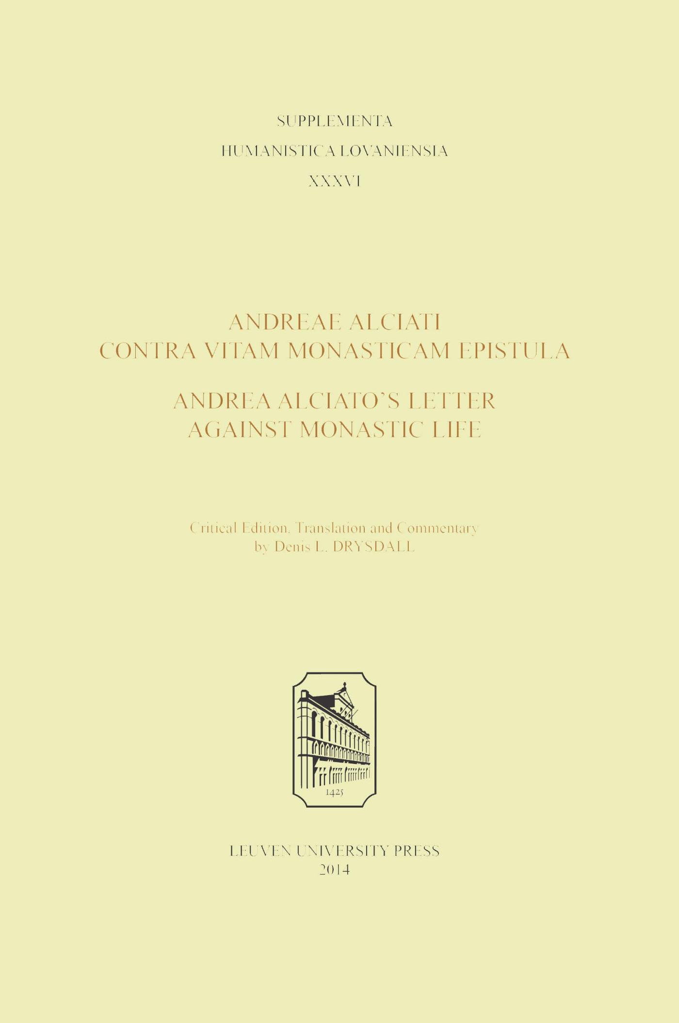 Andreae Alciati Contra vitam monasticam epistula - Andrea Alciatos Letter against monastic life